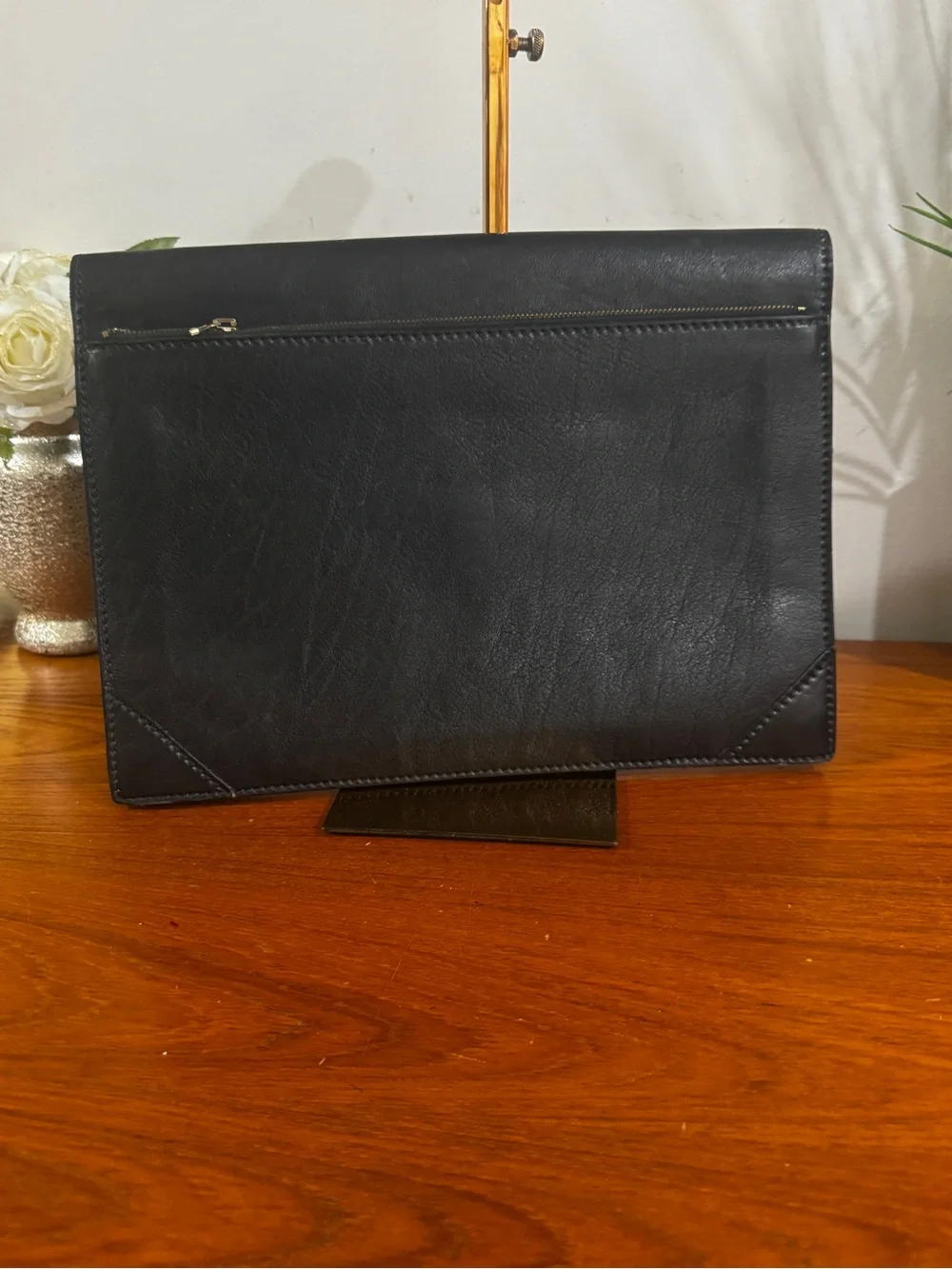 Gazzarrini Firenze Black Leather Men’s Document Folio Gold Lock have the key
